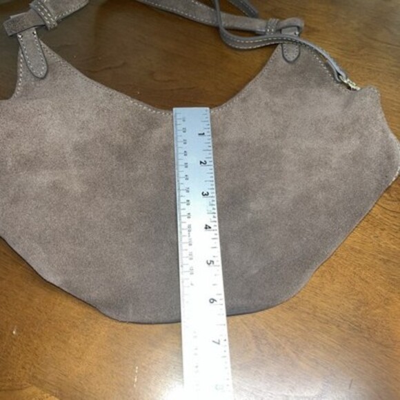 cuir veritable Suede Brown Hobo Shoulder Bag With Removable Long Leather Strap - Picture 10 of 12